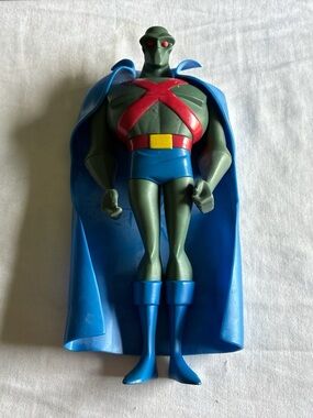 DC Green and Blue Superhero Figure with Red X and Yellow Belt